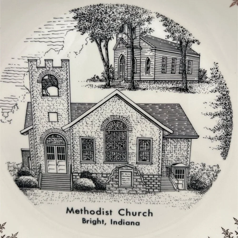 1960s Methodist Church Bright Indiana Collectible Plate World Wide Art Studios - Picture 3 of 5